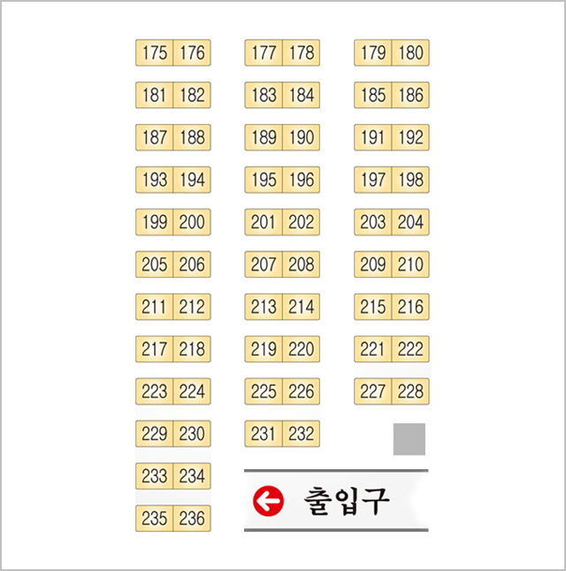 제2열람실은 175번~236번까지 있으며 그앞에 출입구가 있습니다.